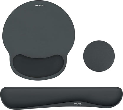 MOSISO Wrist Rest Support for Mouse Pad&Keyboard Set, Streamline Ergonomic Mousepad&Coaster Non-Slip Base Home/Office Pain Relief&Easy Typing Pad with Soft Cloth&Silicone Lining, Antique Green