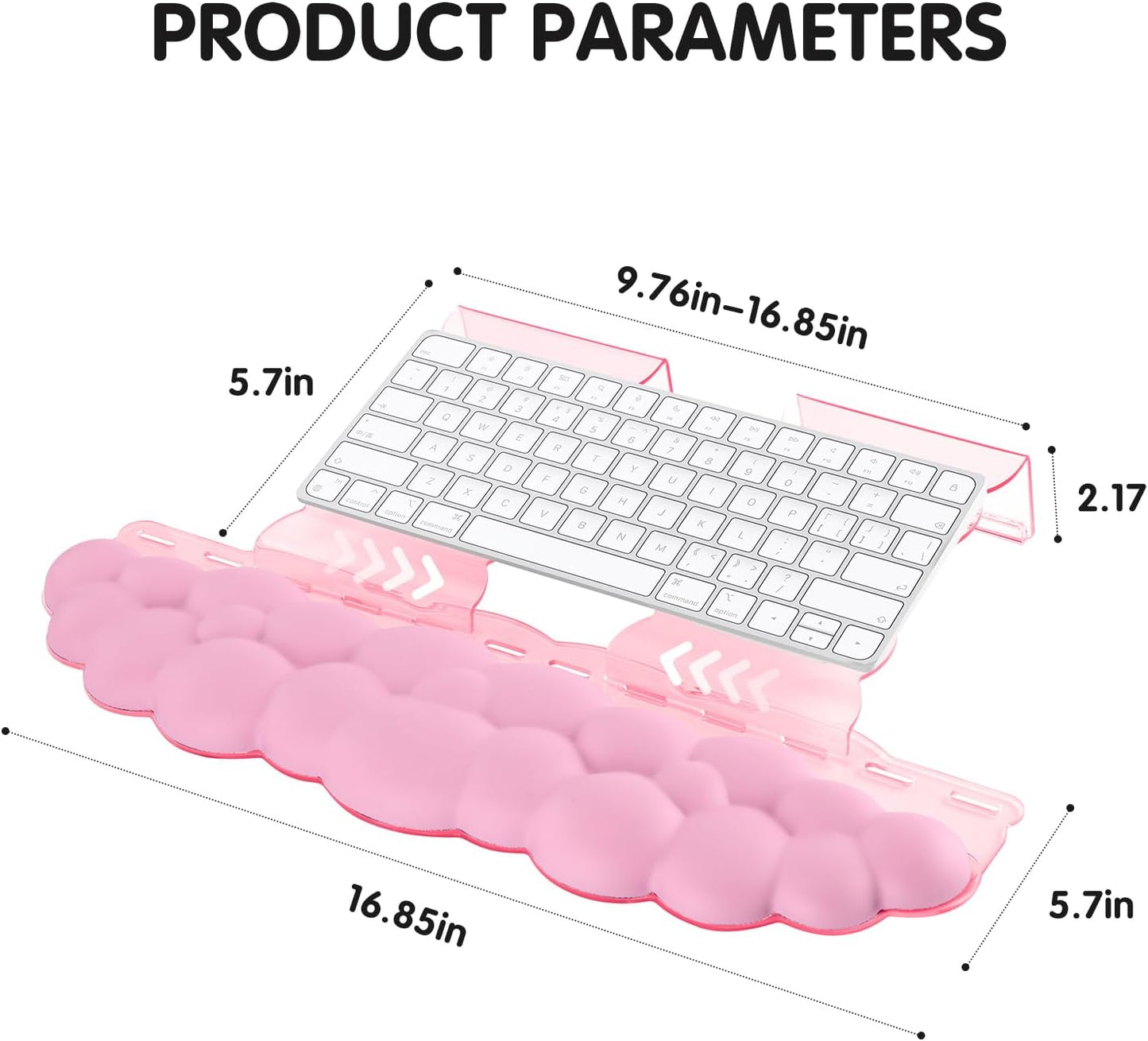 Ergonomic Keyboard Wrist Rest,Adjustable Tilt Stand Combo,Pink Acrylic Cloud Comfort Wrist Support, Customizable Width Riser for Home,Office Desk - Portable Comfortable Typing (Pink)