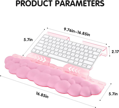 Ergonomic Keyboard Wrist Rest,Adjustable Tilt Stand Combo,Pink Acrylic Cloud Comfort Wrist Support, Customizable Width Riser for Home,Office Desk - Portable Comfortable Typing (Pink)