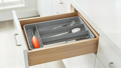 Dial Industries Small Cutlery, Utensil, Silverware Kitchen Drawer Organizer Tray, Clear