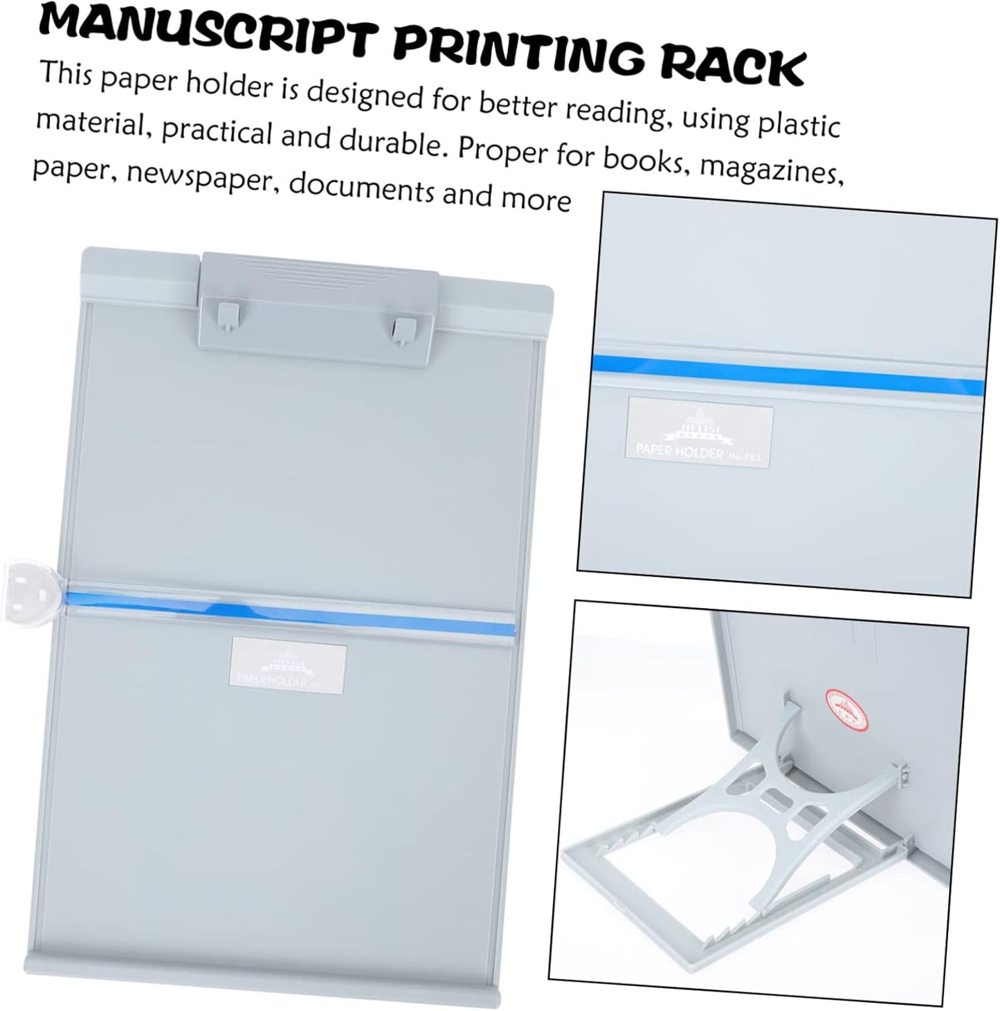 Adjustable Document Holder Stand Plastic Paper Holder for Desk Reading Copy Stand Expandable Base for Home and Office Use