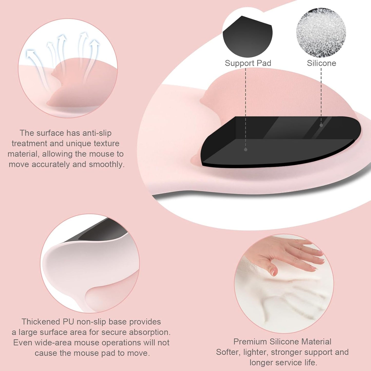 MOSISO Wrist Rest for Keyboard Mouse Pad Set, Large Gaming Deskpad&Circle Curved Mousepad&Keyboard Wrist Rest&Coaster, Ergonomic Non-Slip Mousepad&Easy Typing Pad with Silicone Lining, Apricot