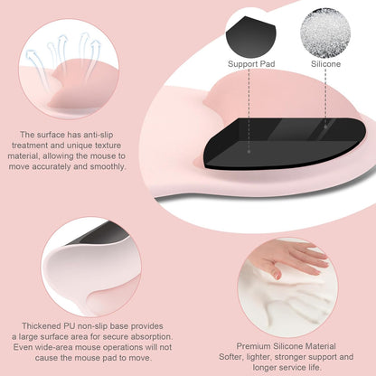 MOSISO Wrist Rest for Keyboard Mouse Pad Set, Large Gaming Deskpad&Circle Curved Mousepad&Keyboard Wrist Rest&Coaster, Ergonomic Non-Slip Mousepad&Easy Typing Pad with Silicone Lining, Apricot