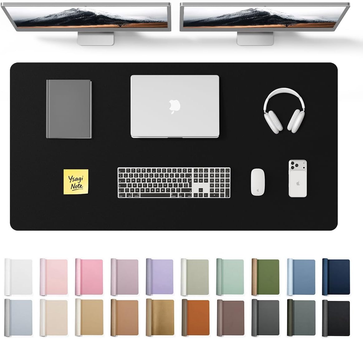 YSAGi Leather Desk Protector, Office Mat, Large Mouse Mat, Non-Slip PU Leather Blotter, Laptop Pad, Waterproof Writing Pad for Office and Home (Light Pink, 23.6" x 13.8") - Colors B