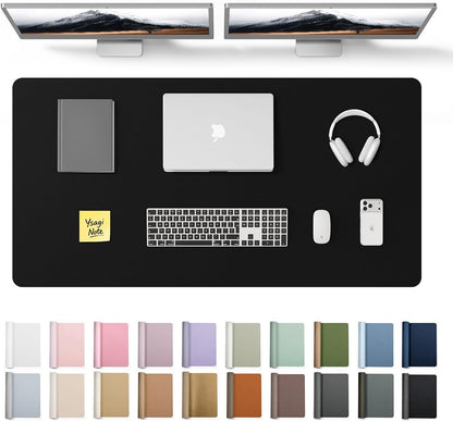 YSAGi Leather Desk Protector, Office Mat, Large Mouse Mat, Non-Slip PU Leather Blotter, Laptop Pad, Waterproof Writing Pad for Office and Home (Light Pink, 23.6" x 13.8") - Colors B