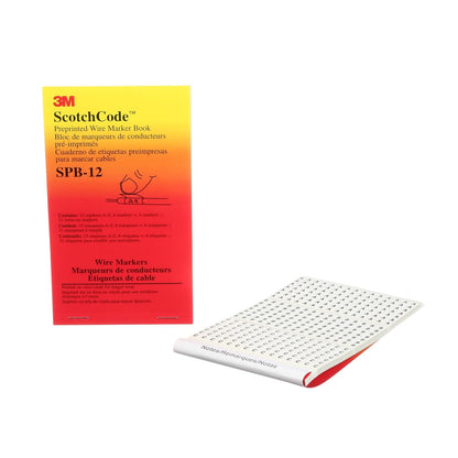 3M ScotchCode Pre-Printed Wire Marker Book SPB-03, Vinyl Coated, Black Printed Numbers (10) each 1–45, White Background Highlights Characters, 1 Book