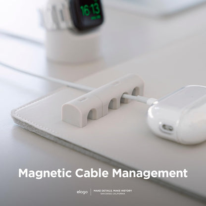 elago Magnetic Cable Management Organize 4 Cables, Powerful Magnets, Wire Holder Keeper Organizer Phone Home Office Desk Compatible with Magnetic Pad (1 Slot +3 Slot Set)[Stone]