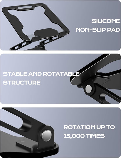 LOXP Adjustable Laptop Stand for Desk, Metal Foldable Laptop Riser, Ventilated Cooling Lectern, Ergonominc Computer Notebook Stand for Desk Compatible with 10-15.6“ Laptops