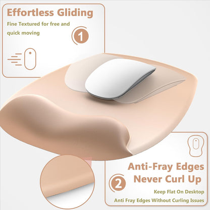 AKIT Ergonomic Mouse Pad with Wrist Rest& Keyboard Wrist Rest, Wrist Rest for Computer Keyboard, Pain Relief, Non-Slip Gel Base, Mousepad Wrist Support for Gaming, Office, Waterdrop Shaped Pink