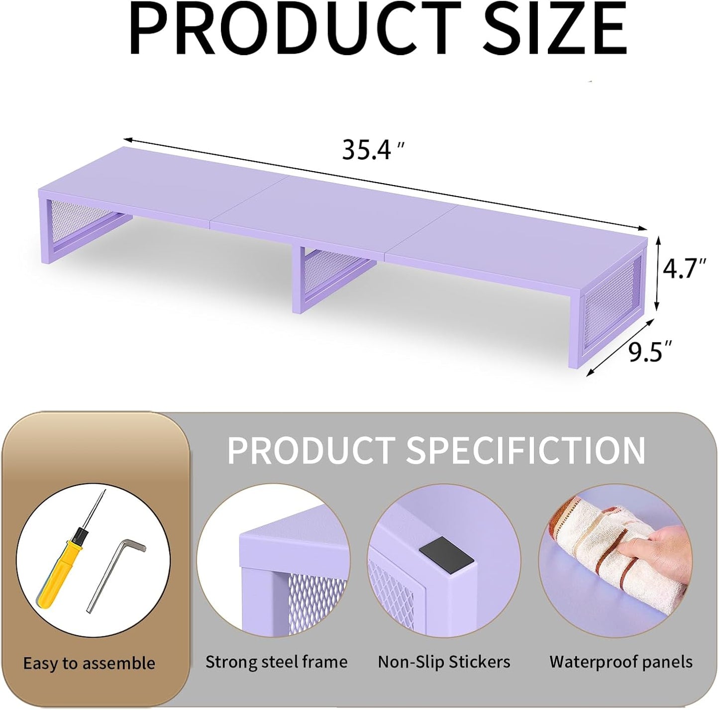 Dual Computer Monitor Stand Riser, Desk Organizers and Accessories, Printer & TV Stand, Desk Shelf, Office Desk Accessories & Desktop Workspace Organizer for Office Supplies, Black