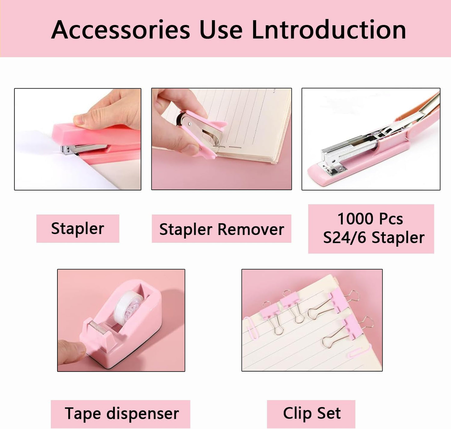 suniya Office Supplies,Gold Desk Accessories,with Stapler,Tape Dispenser,Pen Holder,Scissors,Phone Stand,Staple Remover,Ballpoint Pen,Clear Tape, Staples,Ruler,Clips,Best Gift for Business or Boss