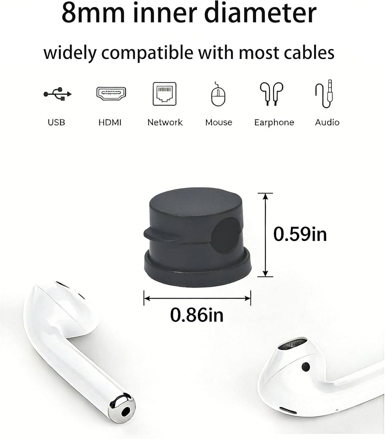 6PC 360° Rotatable Spring Cable Management, Cord Organizer Holder for Desk, Strong Adhesive Cable Clips Desk Accessories, Adjustable Wire Keeper for Nightstand, Home, Office, RV (Black)