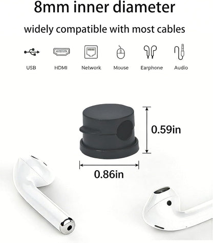 6PC 360° Rotatable Spring Cable Management, Cord Organizer Holder for Desk, Strong Adhesive Cable Clips Desk Accessories, Adjustable Wire Keeper for Nightstand, Home, Office, RV (Black)