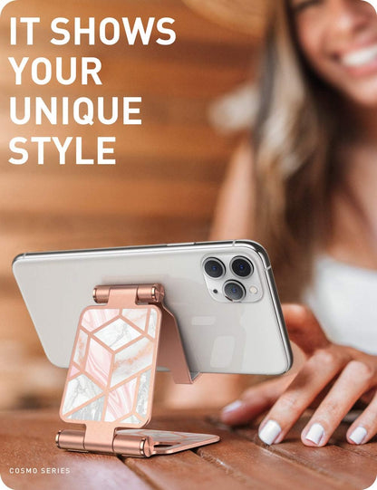 i-Blason Cell Phone Stand for Desk, Cell Phone Holder, Fits All Smart Phones, iPhone 16 15 14 13 Pro Max, Foldable Phone Stand Holder, Marble