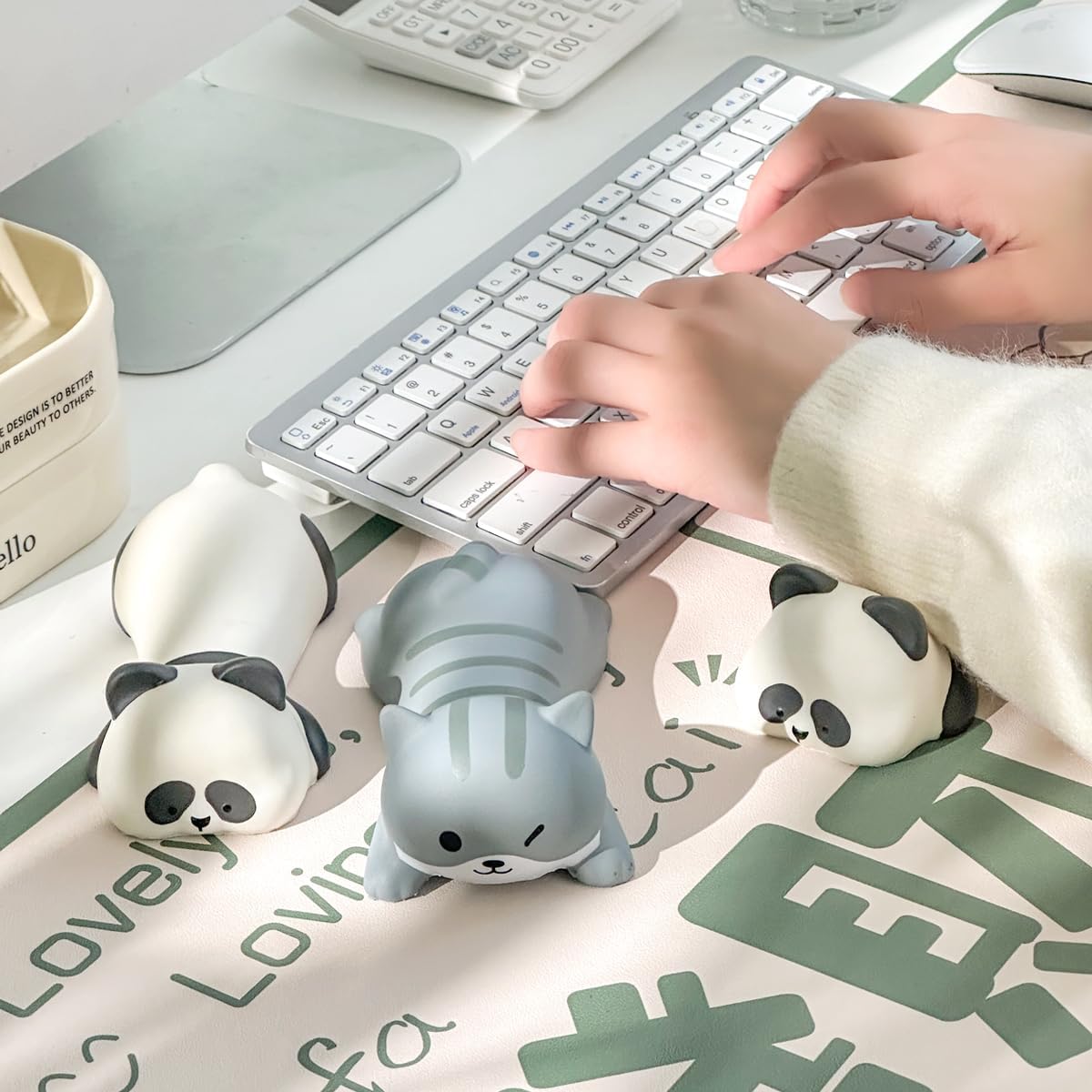 Cityhermit Cute Wrist Rest Support for Mouse Keyboard Computer Elbow Pad Arm Rest for Desk Ergonomic Kawaii Office Supplies Slow Rising PU Mouse Pad Cat