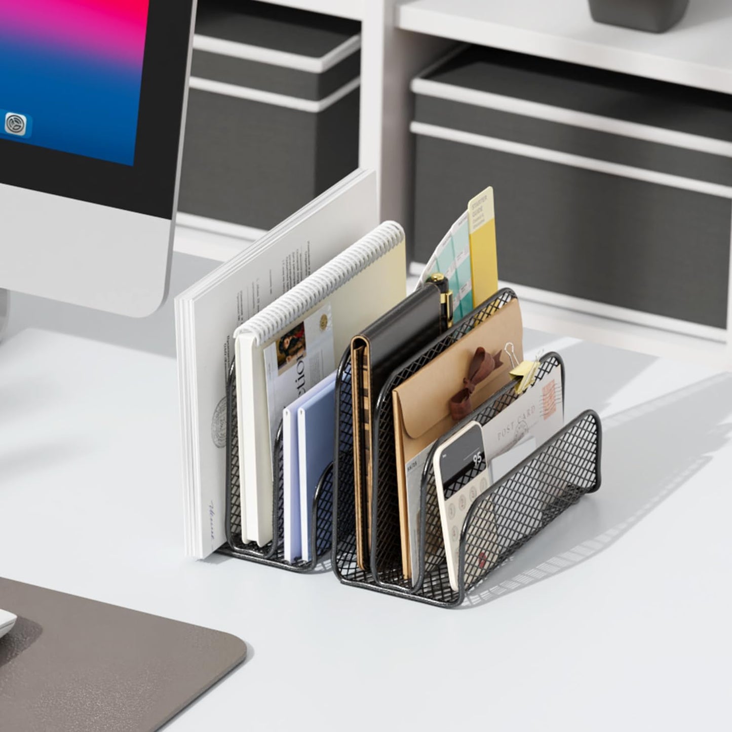 gianotter Mail Organizer Countertop, Metal File Holder with 3-Slot, Rose Gold Desk Accessories & Workspace Organizers (Rose Gold)