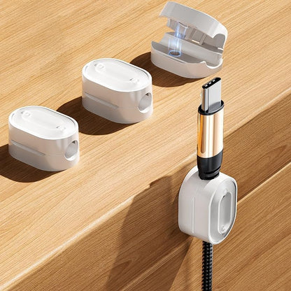 Portable Magnetic Cable Clips Self Adhesive Power Cord Organizer Home Office Car Cables Organizers,3 * 2 * 1.5cm (White-3PCS)