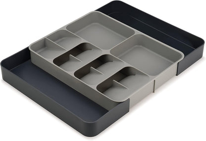 Joseph Joseph DrawerStore Compact Utensil Organizer For Kitchen Drawer Silverware, Flatware Tray, Small, Grey