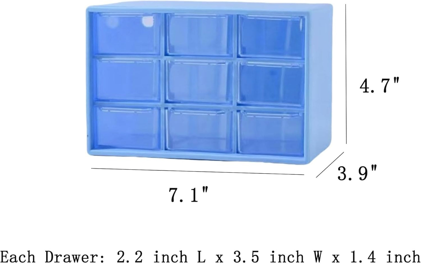 Feadily 4PCS Small Drawer Organizer for Desk, Desktop Drawer Organizer with 9 Clear Drawers, Plastic Desktop Storage Drawers 7.1 Inch x 3 .9 Inch x 4.7 Inch, White
