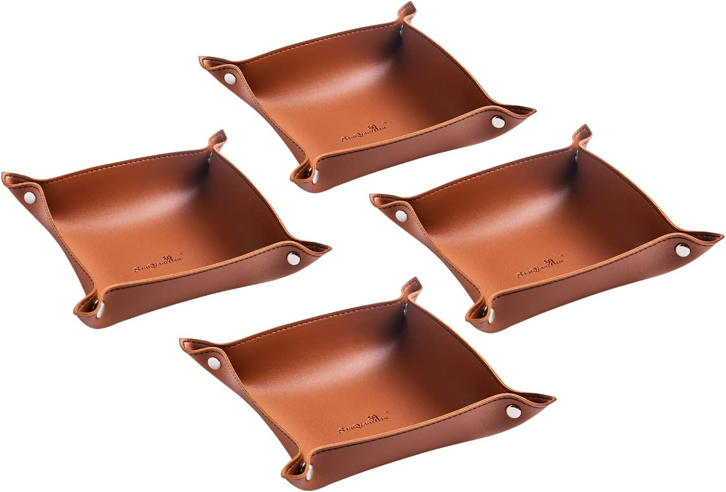 SANQIANWAN Leather Jewelry Valet Tray for Women and Man, Entryway Table Bedside Nightstand Desk Portable Small Catchall Travel Dish Plate for Key,Wallet,Watch,Phone,Coin(Pink-B)