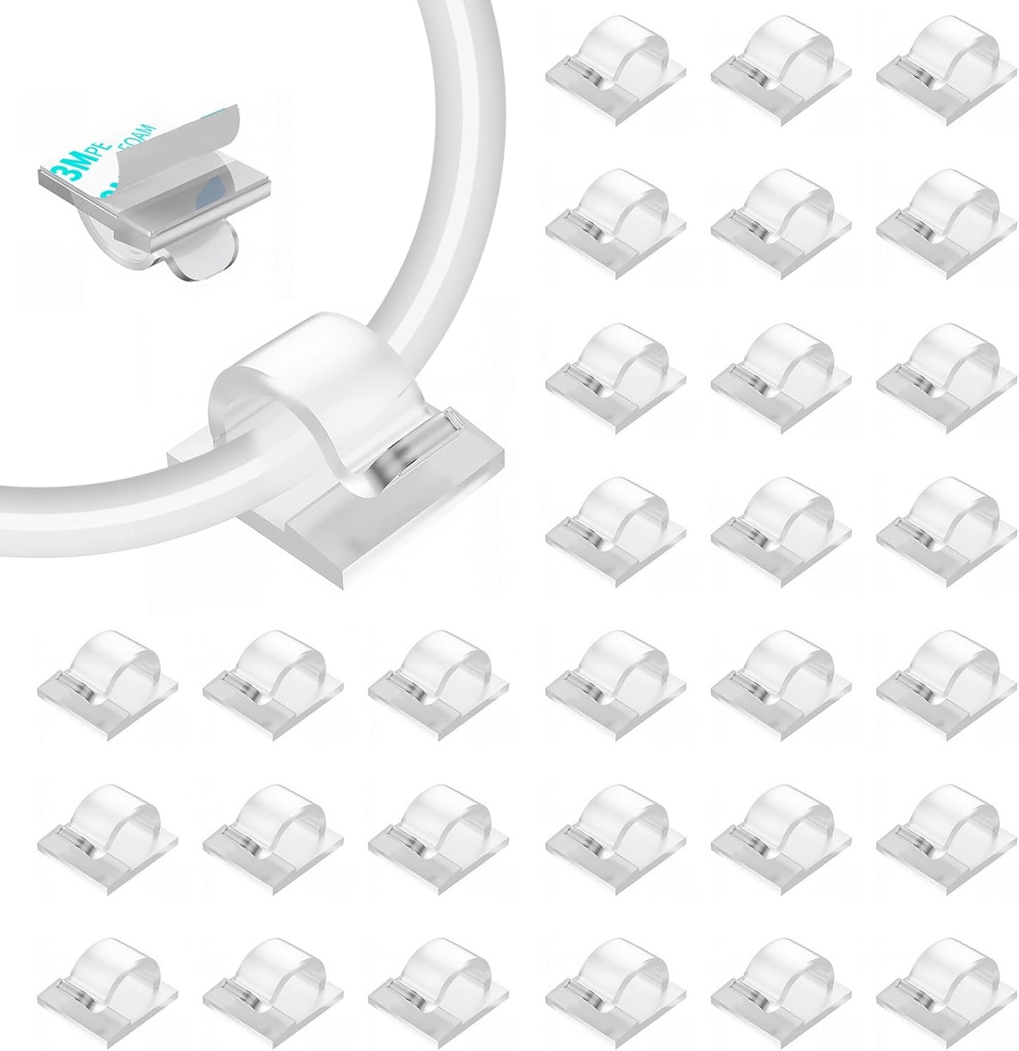 LinkDocs 30 Pieces Adhesive Cable Clips Wire Clips Cable Wire Management Wire Cable Holder Clamps Cable Tie Holder for Car, Office and Home