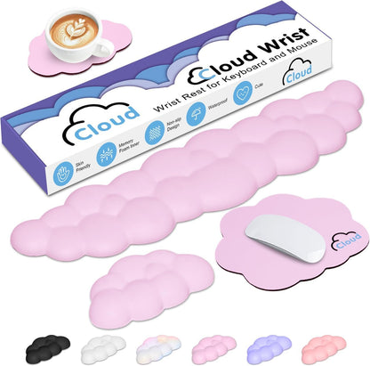 Cloud Wrist Rest Keyboard Palm Rest with Non-Slip Base for Computer Gaming Wrist Rest, YAMJUG Cloud Arm Rest Keyboard Wrist Pad Rainbow