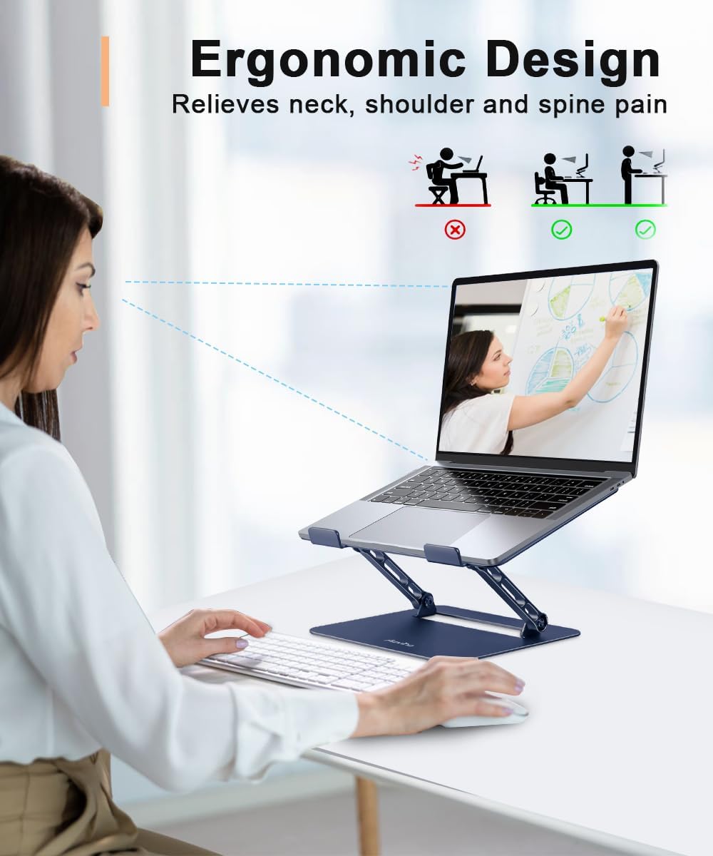 Aoviho Adjustable Laptop Stand for Desk,Portable Laptop Stand Holder and Riser,Foldable Aluminum Notebook Computer Stands for MacBook Air Pro HP Lenovo Dell Samsung Chromebook, 10-15.6 inch, Purple