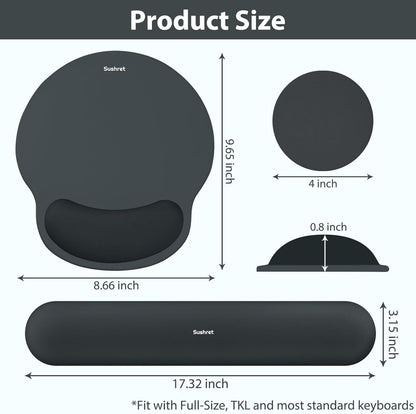 Sushret Mouse Pad and Keyboard Wrist Rest, 3-in-1 Gel Memory Foam Ergonomic Mouse Pad with Wrist Rest Set,Gaming Mousepad Arm Cushion Support for Computer Office Desk Accessories Cute Setup,Sage Green
