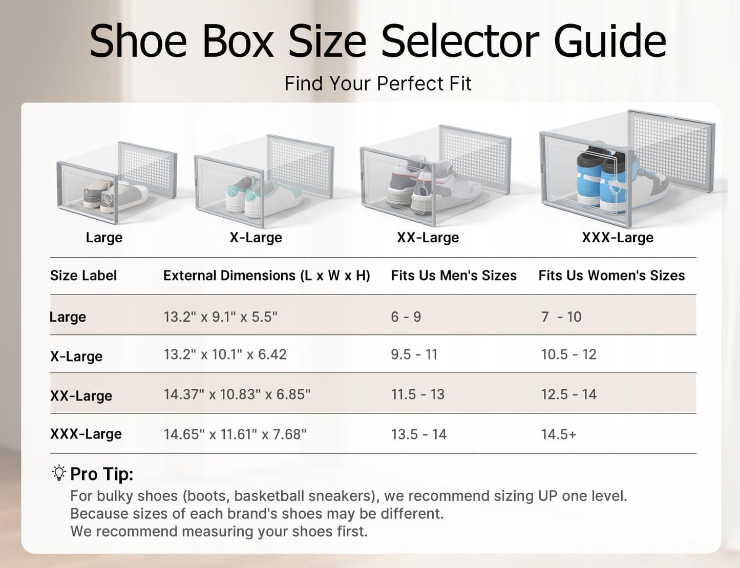Kuject X-Large Shoe Storage Boxes Organizers Clear Plastic Stackable 12 Pack, Shoe Rack & Holder Substitute, Sneaker Containers, Toy Storage Organizer Bins for Entryway, Closet, Under Bed, Black