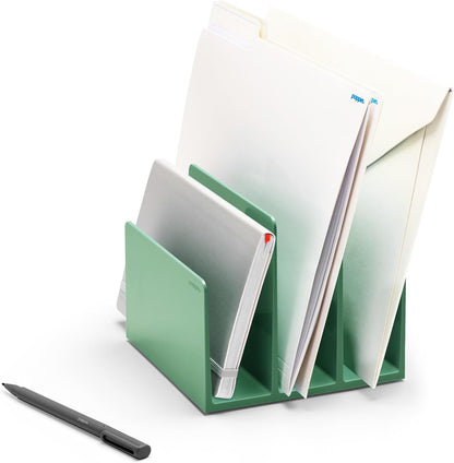Poppin Fin File Sorter - 3-Compartment File Organizer, Sturdy and Durable Document Organizer, Sleek Design with Lacquer-like Finish, File Folder Organizer for Desk (Dark Gray)