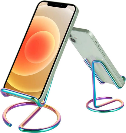 ROPOSY Cell Phone Stand for Desk, Cute Metal Gold Cell Phone Stand Holder Desk Accessories, Compatible with All Mobile Phones, iPhone, iPad