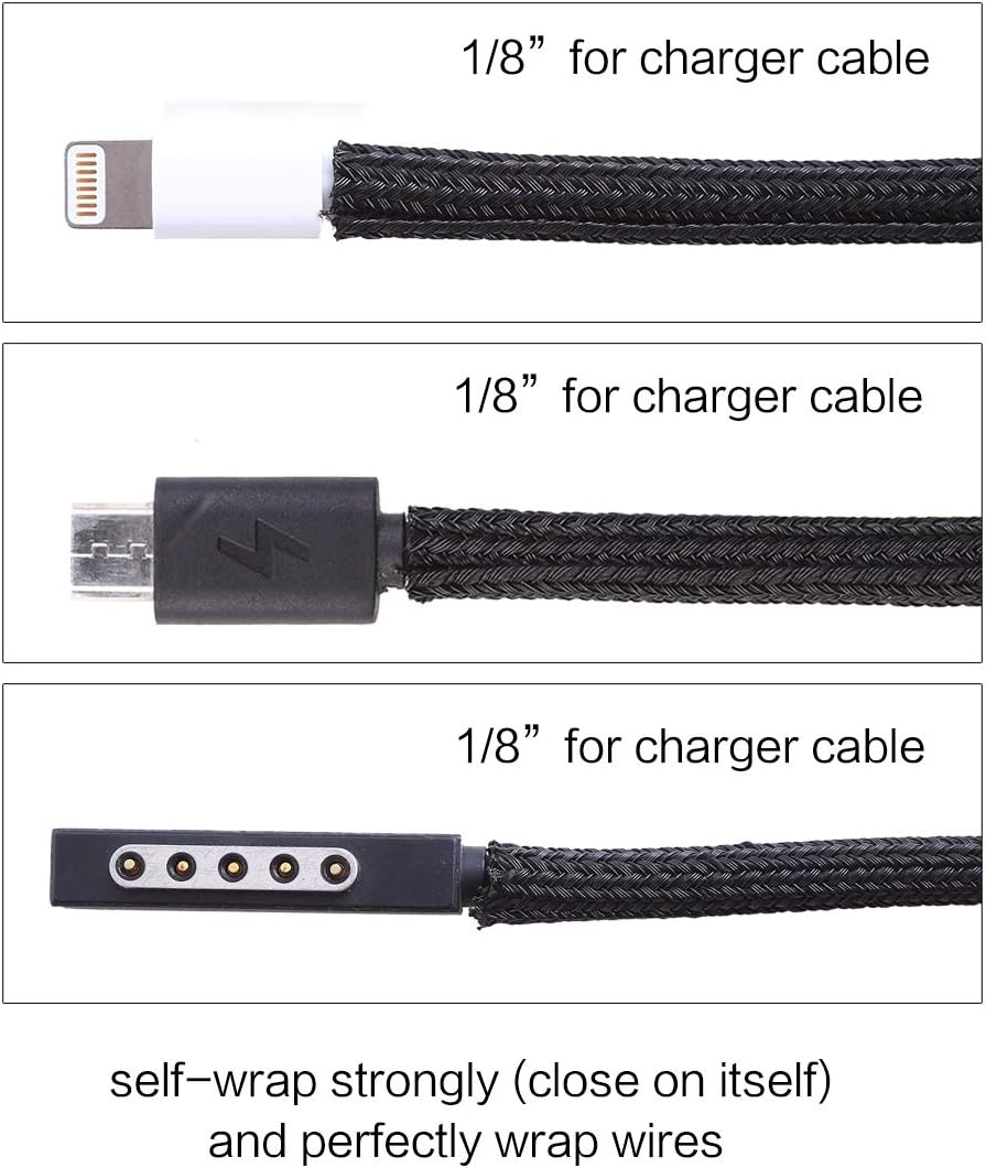 Alex Tech 10ft - 1/2 inch Cord Protector Wire Loom Tubing Cable Sleeve Split Sleeving For USB Cable Power Cord Audio Video Cable – Protect Cat From Chewing - Black