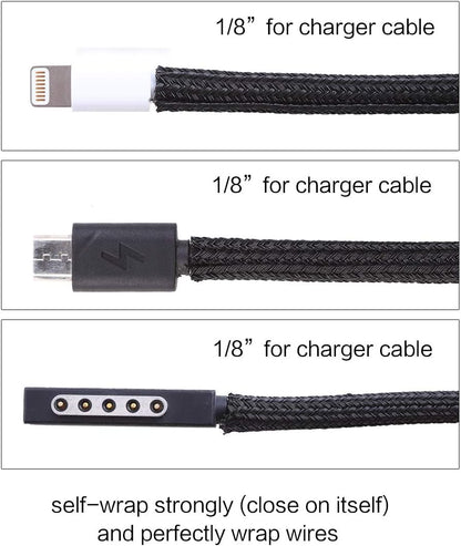 Alex Tech 10ft - 1/2 inch Cord Protector Wire Loom Tubing Cable Sleeve Split Sleeving For USB Cable Power Cord Audio Video Cable – Protect Cat From Chewing - Black