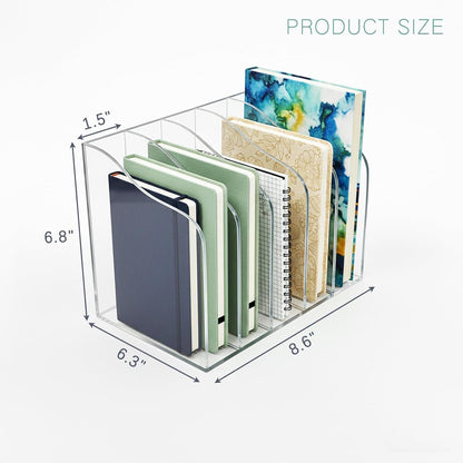Acrylic Desk Organizer 5 Vertical Compartments Clear Magazine Holder Office Organization,Office Home Classroom File Organizer for Desk