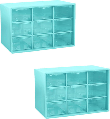 Feadily 4PCS Small Drawer Organizer for Desk, Desktop Drawer Organizer with 9 Clear Drawers, Plastic Desktop Storage Drawers 7.1 Inch x 3 .9 Inch x 4.7 Inch, White