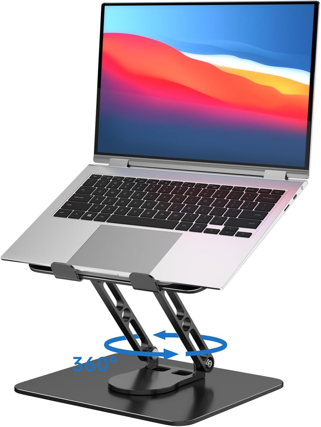 Laptop Stand for Desk Adjustable Computer Stand with 360 Rotating Base Ergonomic Laptop Riser Mount for Desk Foldable Protable Computer Desk Fits with MacBook Pro Air, Round Black