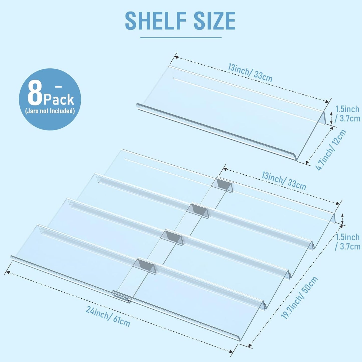 Suneerplay Spice Drawer Organizer 4 Tier, Acrylic Seasoning Organizer Rack, Clear Spice Rack Tray, Kitchen Seasoning Jars Drawers Insert (Jars Not Included/Expandable From 9" to 18")