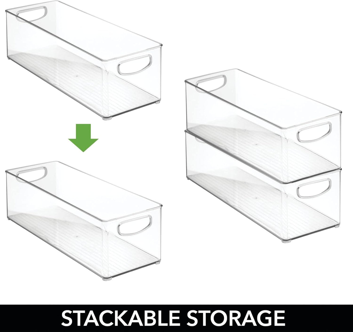 mDesign Plastic Office Supply Organizer - Storage Holder Bin with Handles for Desk Drawer, Cabinet - Pencil, Pen, Envelope and Supplies Container Basket - Ligne Collection - 2 Pack - Clear