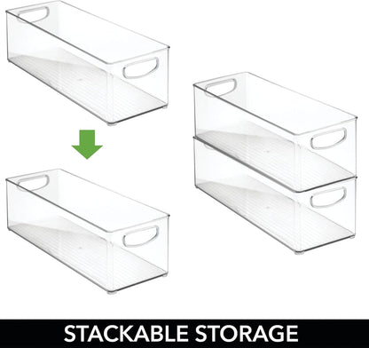 mDesign Plastic Office Supply Organizer - Storage Holder Bin with Handles for Desk Drawer, Cabinet - Pencil, Pen, Envelope and Supplies Container Basket - Ligne Collection - 2 Pack - Clear