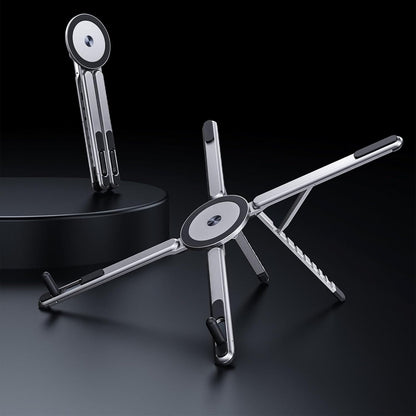 Laptop Stand for Desk, Adjustable Aluminum Alloy Magnetic Foldable Phone Stand, 8 Level Height Adjustable Laptop Stand, 3 in 1 Computer Riser for Phone, Tablet and Laptop