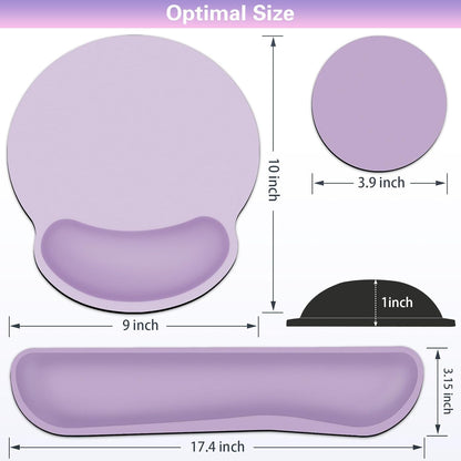 Mouse Pad with Wrist Rest Set, Qomolama 3-in-1 Wrist Support Mouse Pad Set, Floral Gaming Mousepad with Anti-Skid Base,Ergonomic Mouse Pad,Memory Foam Keyboard Gel Wrists Rest