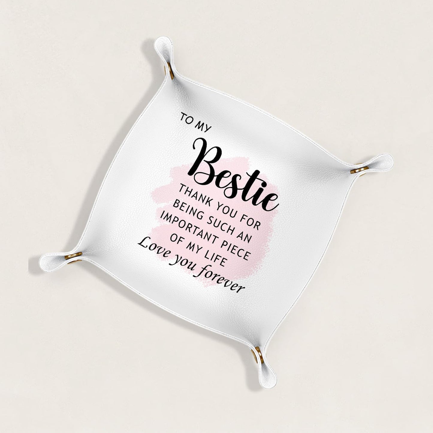 Inspirational Gifts for Women Jewelry Valet Tray, Motivational Positive Affirmations Gifts for Women, Blue Retro Nightstand Desk Accessories PU Leather Tray Organizer for Jewelry Rings Watches