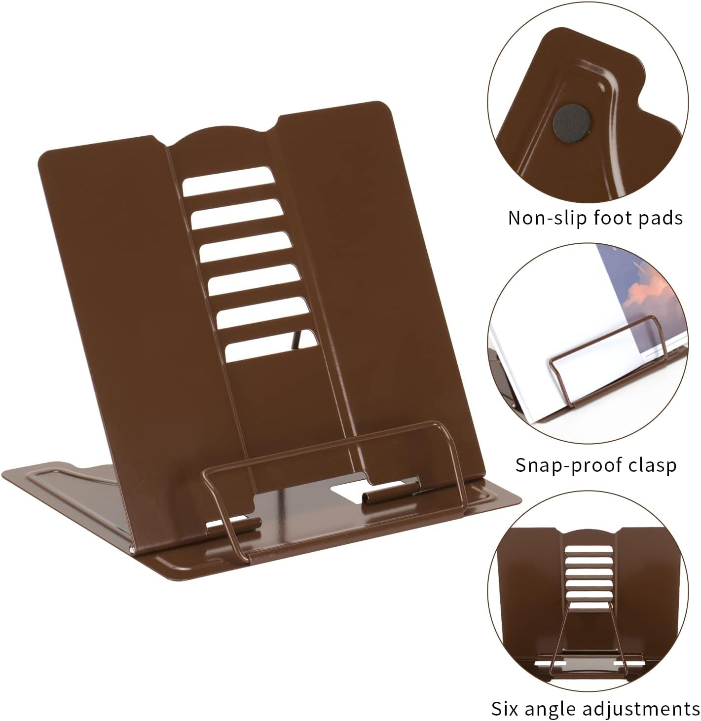 Camelmother Metal Book Holder Adjustable Book Stand for Reading