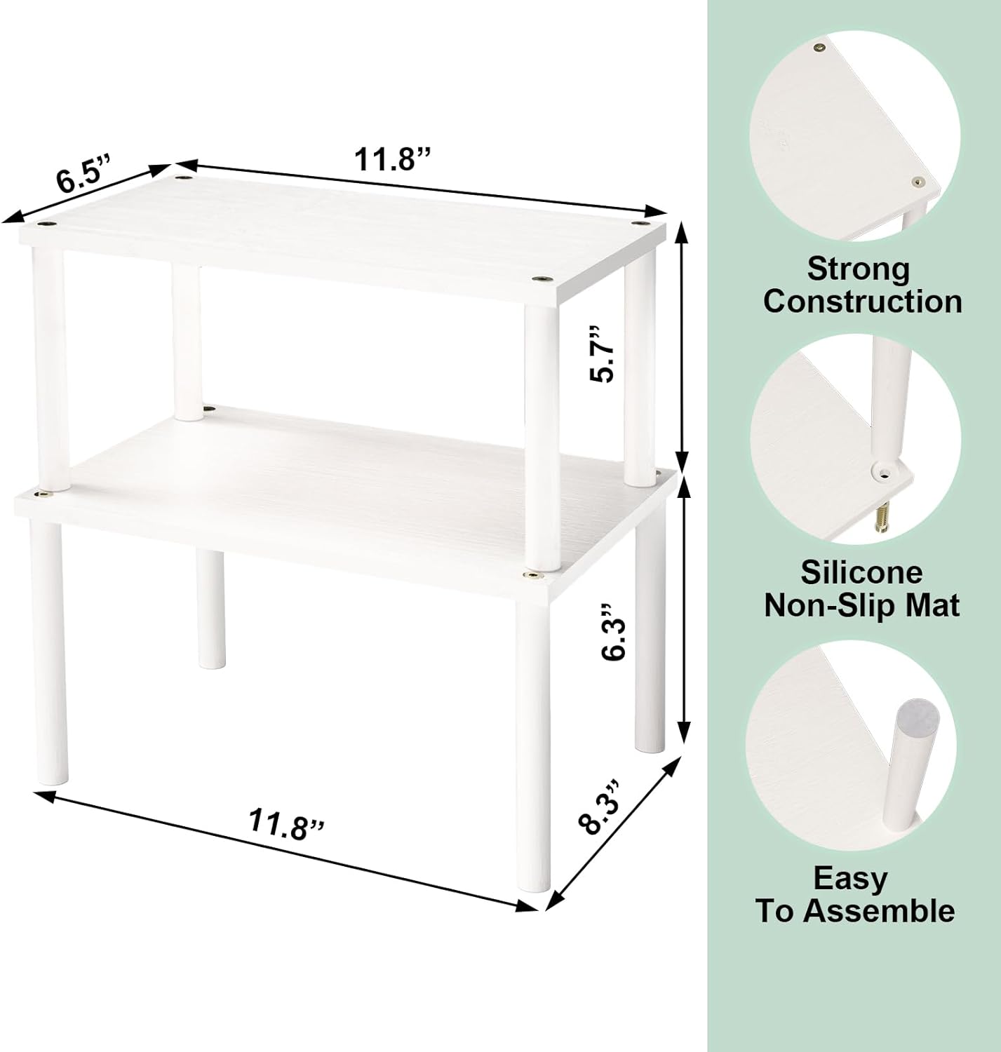 VERTORGAN Cabinet Organizer Shelf(Set of 2),Kitchen Counter Shelves,Bamboo Stackable Expandable Spice Rack Countertop(Medium)