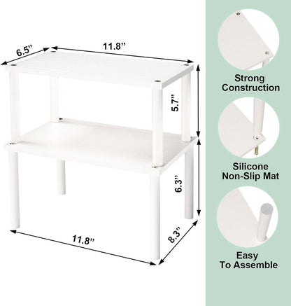 VERTORGAN Cabinet Organizer Shelf(Set of 2),Kitchen Counter Shelves,Bamboo Stackable Expandable Spice Rack Countertop(Medium)