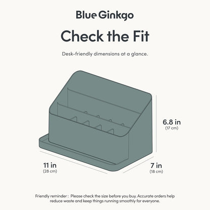 BLUE GINKGO Desk Holder – Korean-Made Office Organizer for Pencils, Pens, Notes, and Desk Supplies (White)