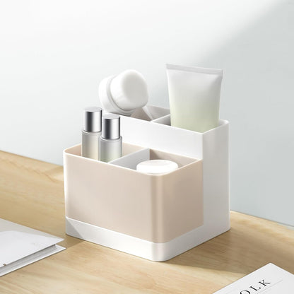 Poeland Desktop Storage Organizer, Pen and Pencil Cases Boxes, Pen or Pencil Holder Box Container for Desk, Office Supplies, Vanity Table Tan