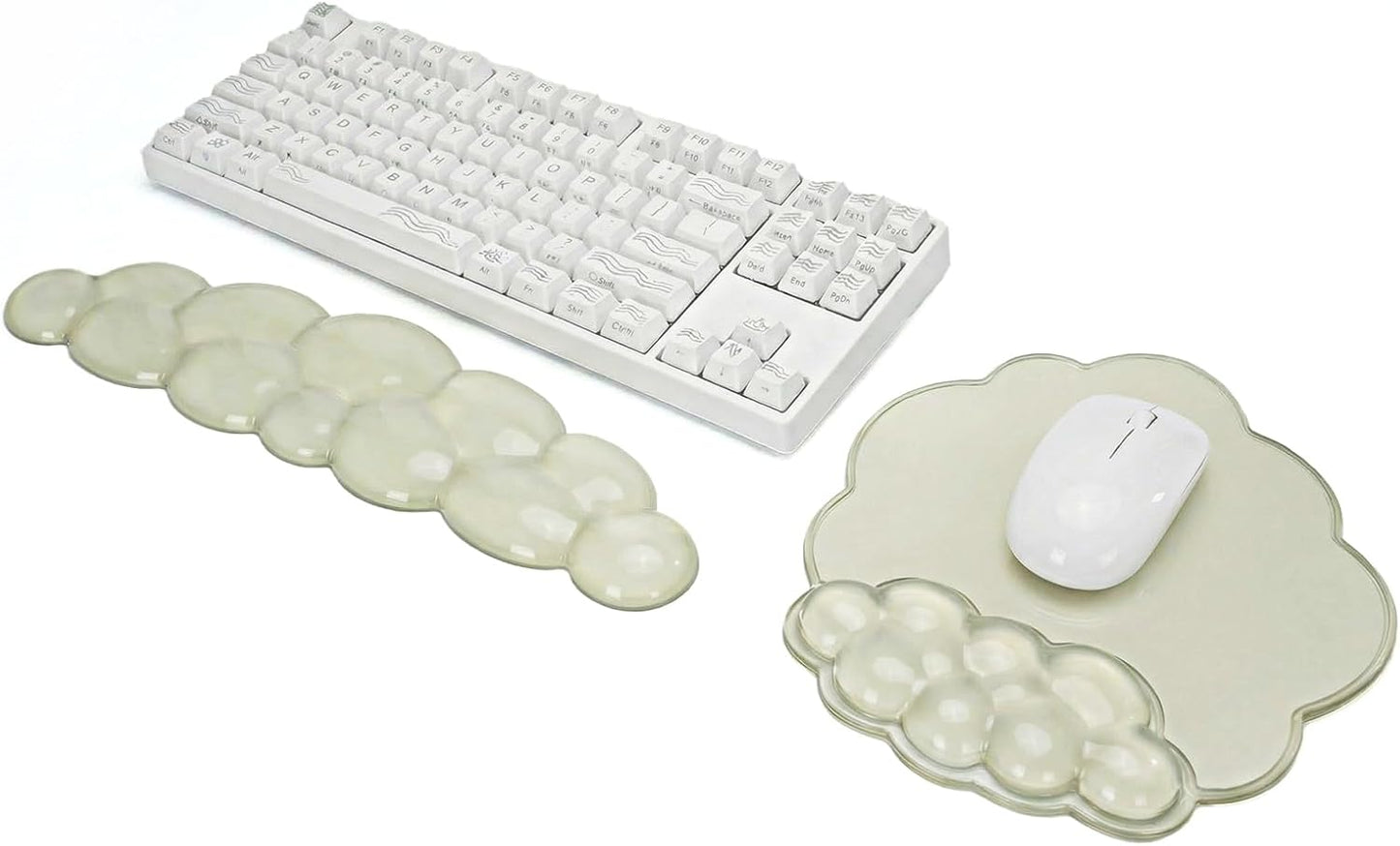 Ergonomic Cloud-Shaped Keyboard Wrist Rest & Non-Slip Mouse Pad Set, Soft Gel Support, Easy-to-Clean, Durable, Ideal for Long Work & Study Hours