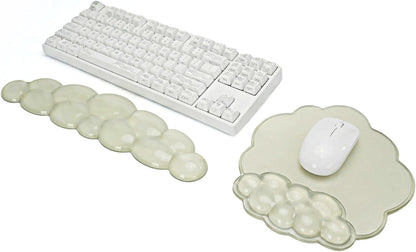 Ergonomic Cloud-Shaped Keyboard Wrist Rest & Non-Slip Mouse Pad Set, Soft Gel Support, Easy-to-Clean, Durable, Ideal for Long Work & Study Hours