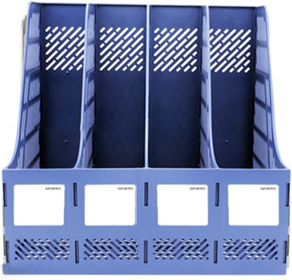 SAYEEC Desktop Magazine Holder Desk File Organizer 4 Compartments Vertical File Dividers Book Holder Frames Document Cabinet Rack Storage Organizer Box for Home Office School Black